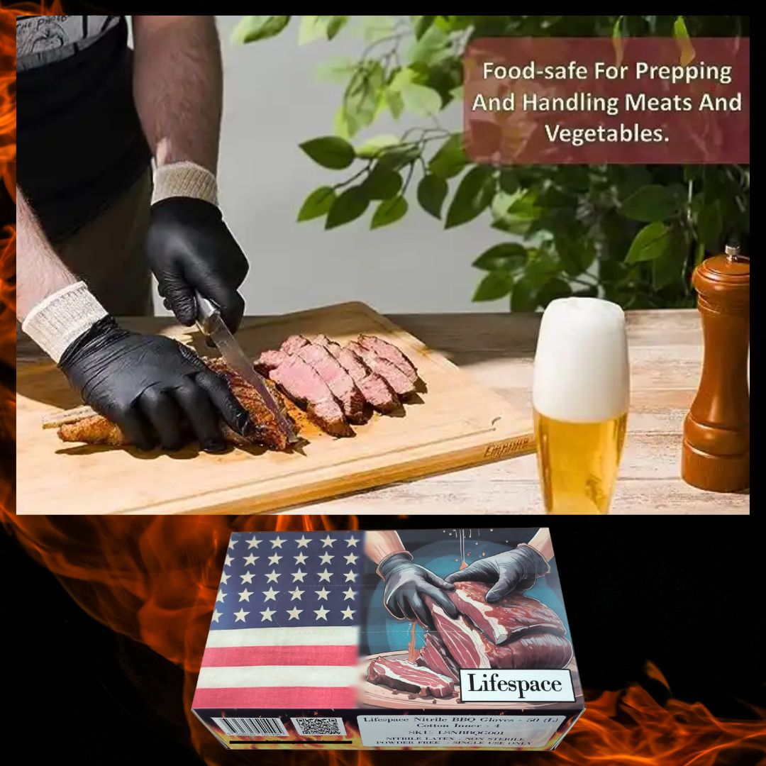Lifespace Nitrile BBQ Gloves with Cotton Inner