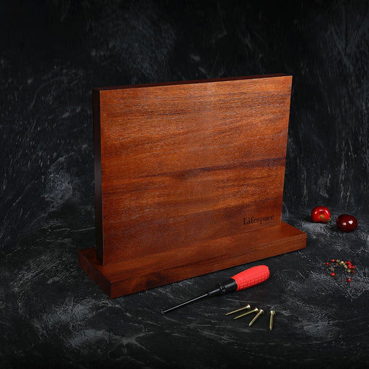Texas Barbecue Premium Counter Top Acacia Wood Magnetic Knife Holder