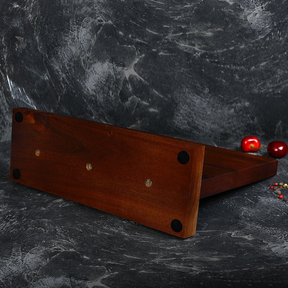 Texas Barbecue Premium Counter Top Acacia Wood Magnetic Knife Holder