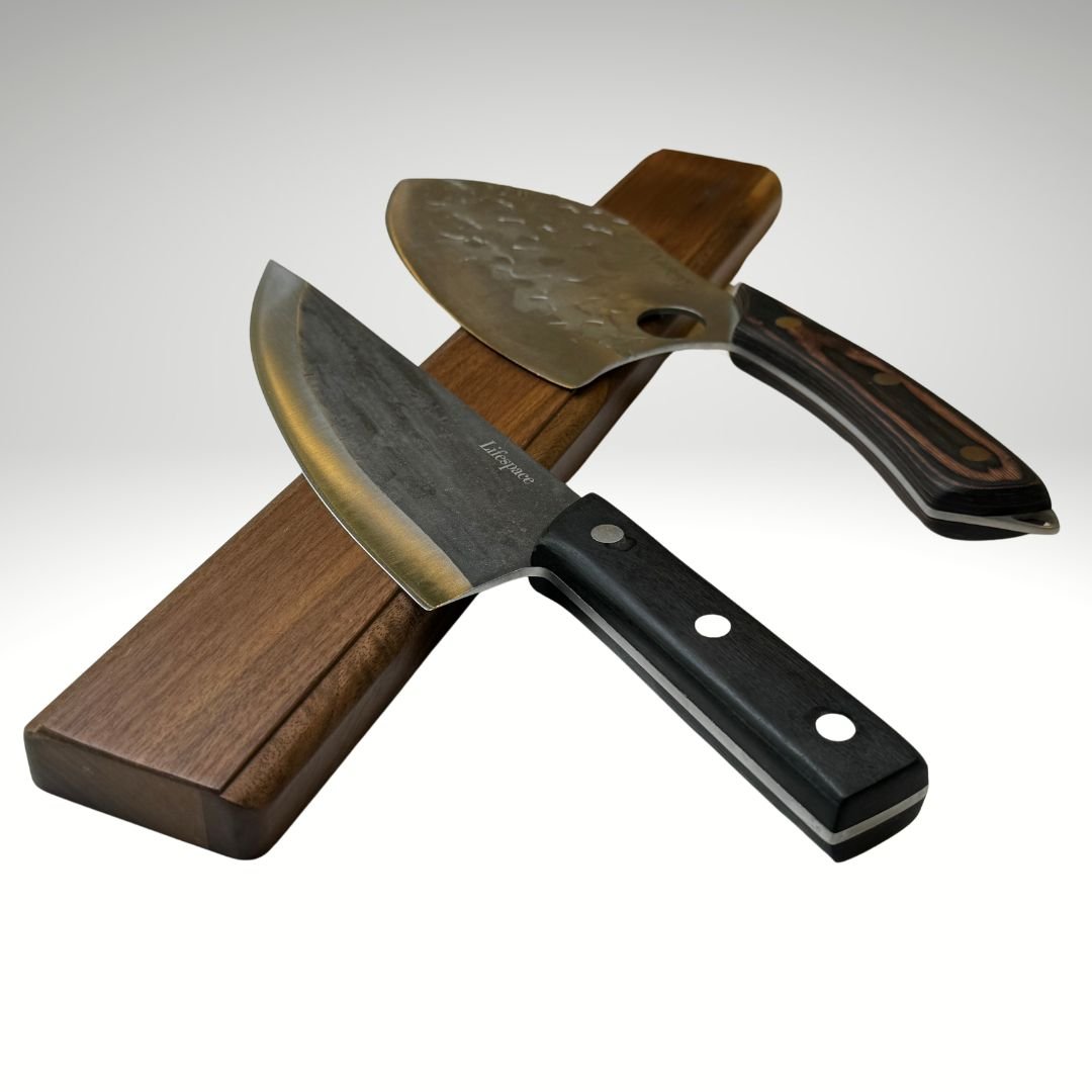 Texas Barbecue Premium Walnut Wall Mount Magnetic Knife Rack with Strong Magnets
