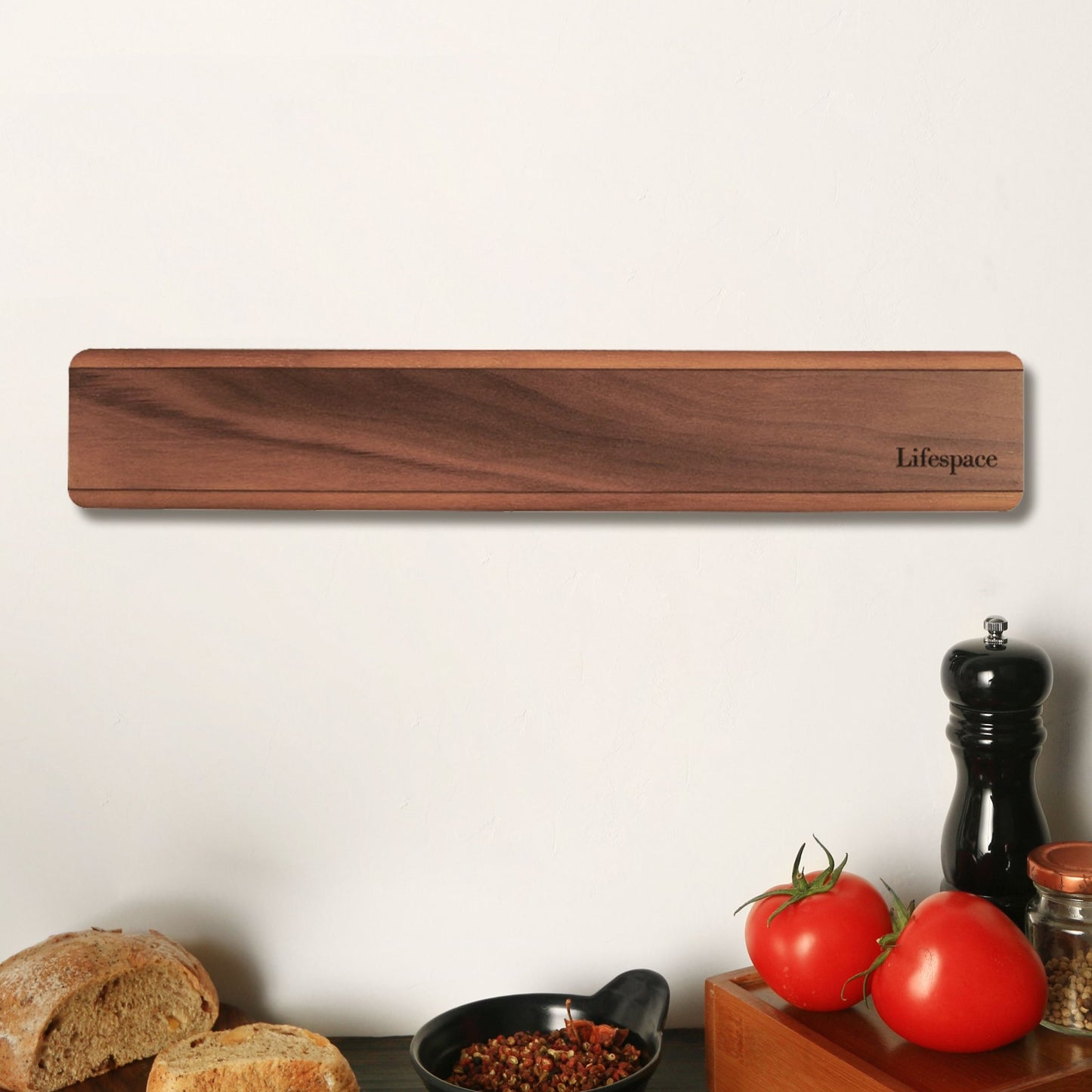 Texas Barbecue Premium Walnut Wall Mount Magnetic Knife Rack with Strong Magnets