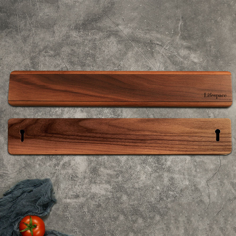 Texas Barbecue Premium Walnut Wall Mount Magnetic Knife Rack with Strong Magnets