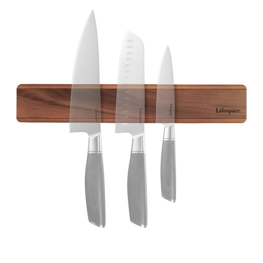 Texas Barbecue Premium Walnut Wall Mount Magnetic Knife Rack with Strong Magnets