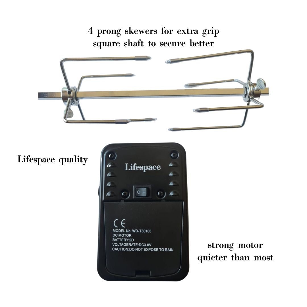 Lifespace Rotisserie Ring for 57cm Kettle Braai with Motor, Shaft & Prongs - Lifespace