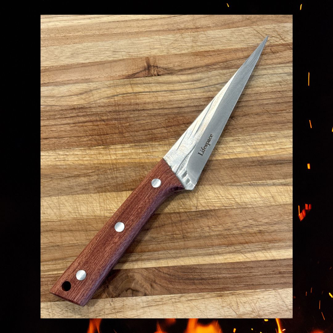 Texas Barbecue 5.7 Inch Pointed Cleaning Knife with Red Wood Handle