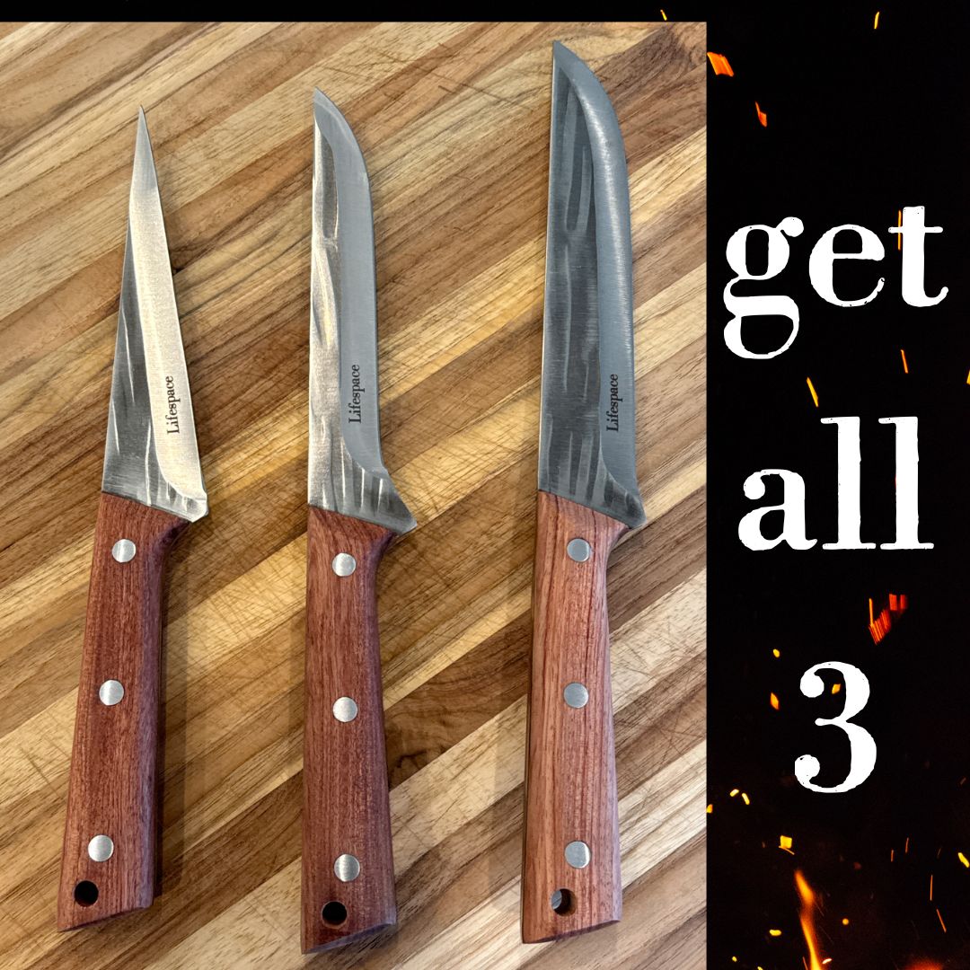Texas Barbecue 6.7 Inch Broad-Blade Utility Knife with Red Wood Handle