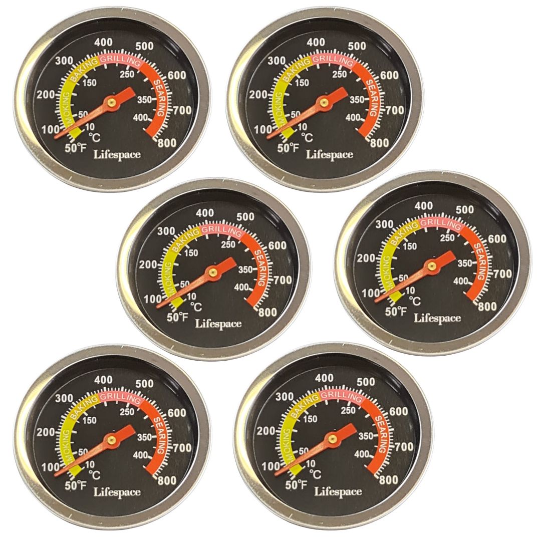 Lifespace Universal Replacement Grill / Smoker Thermometer - Color Face