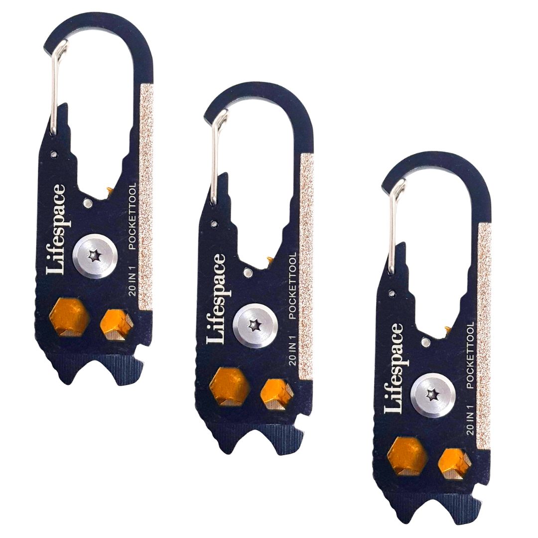 Lifespace 20-in-1 Multitool with Carabiner Clip & Keychain