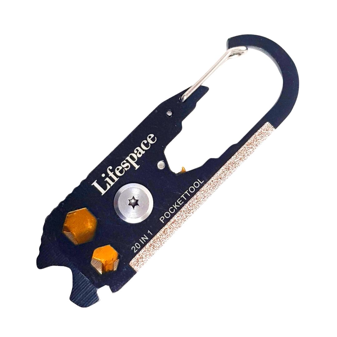Lifespace 20-in-1 Multitool with Carabiner Clip & Keychain
