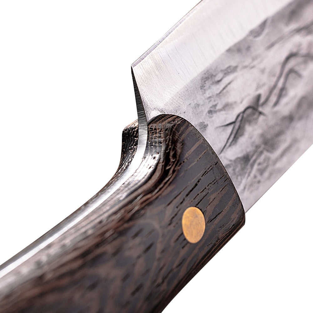 Lifespace 8" Chef Hammer Pattern Pointed Cleaver with Wenge Handle - Lifespace