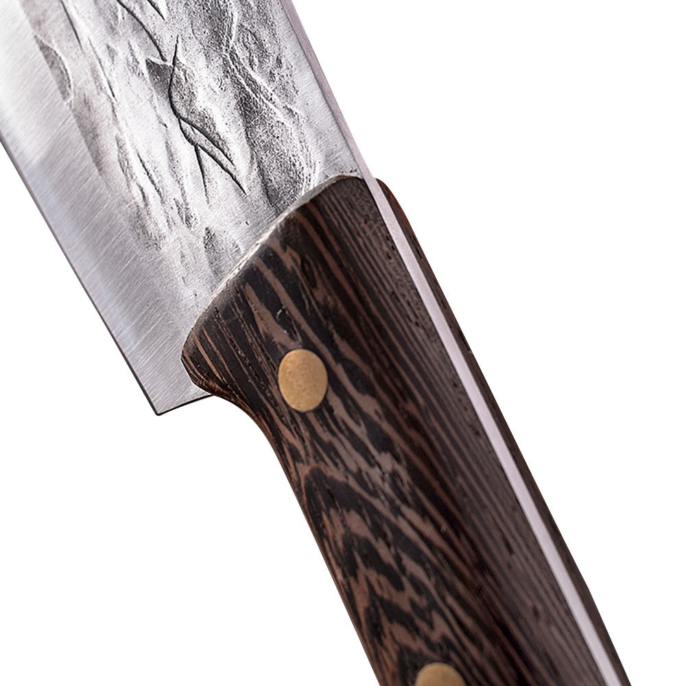 Lifespace 8" Chef Hammer Pattern Pointed Cleaver with Wenge Handle - Lifespace