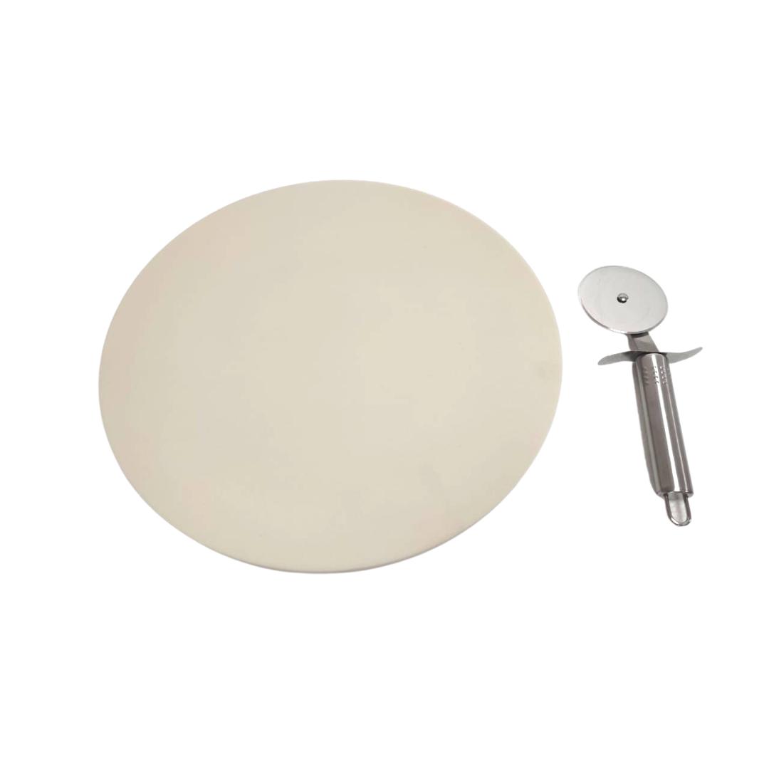 Lifespace 33cm Pizza Grilling Stone with Stainless Steel Cutter - Lifespace