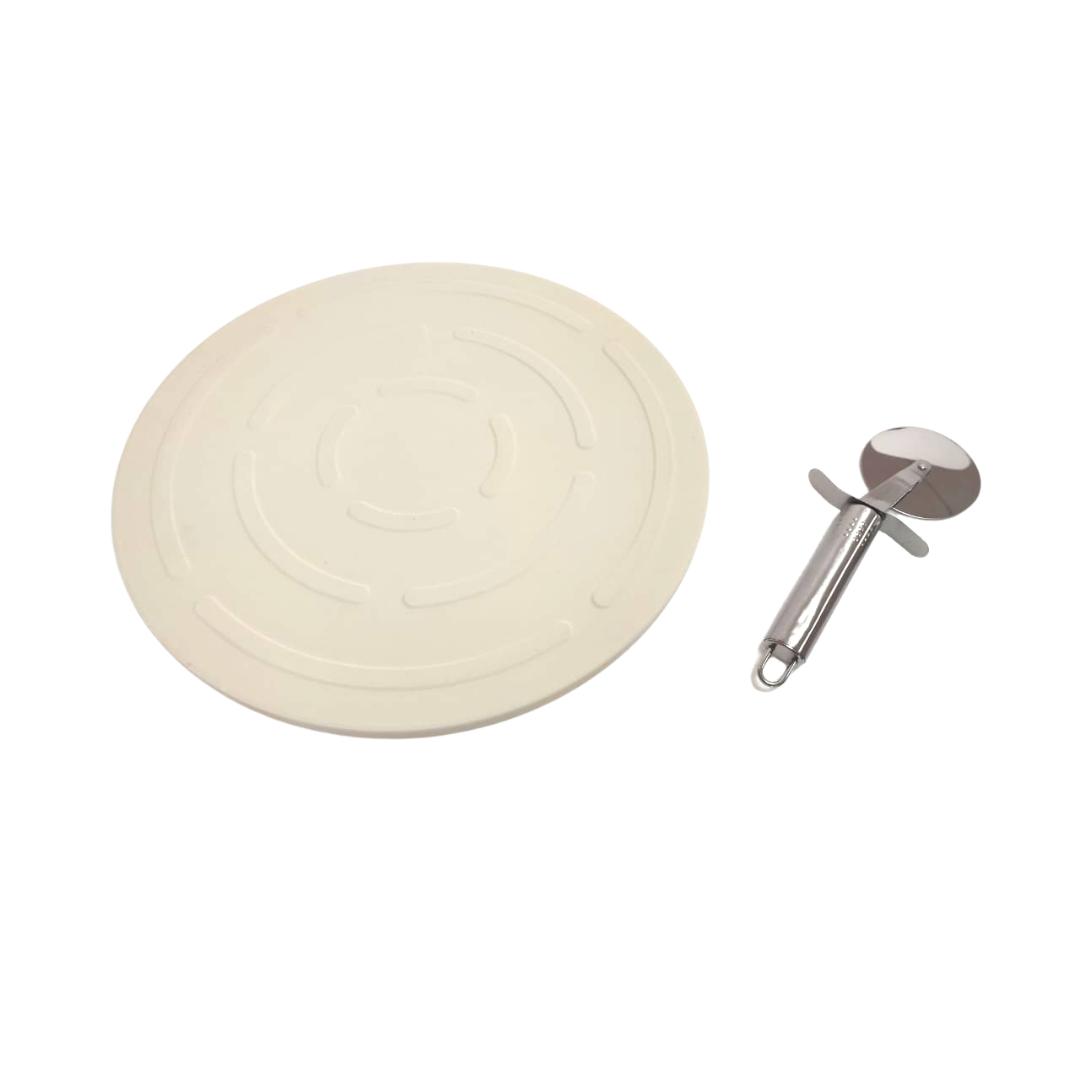 Lifespace 33cm Pizza Grilling Stone with Stainless Steel Cutter - Lifespace