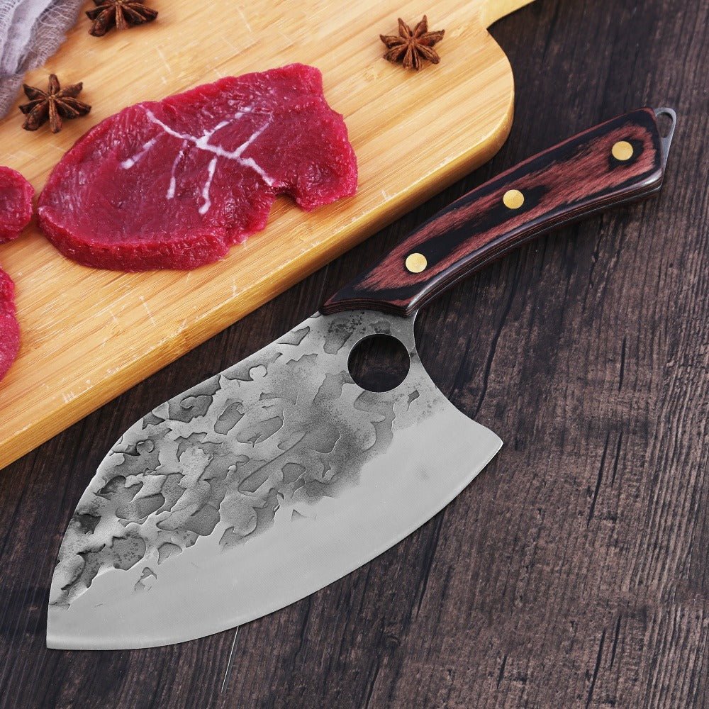 Lifespace 7" Peach Hammered Braai Cleaver with Hole - Lifespace