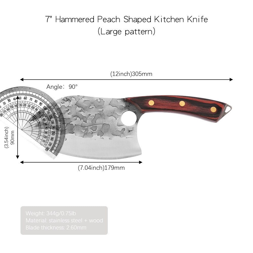 Lifespace 7" Peach Hammered Braai Cleaver with Hole - Lifespace