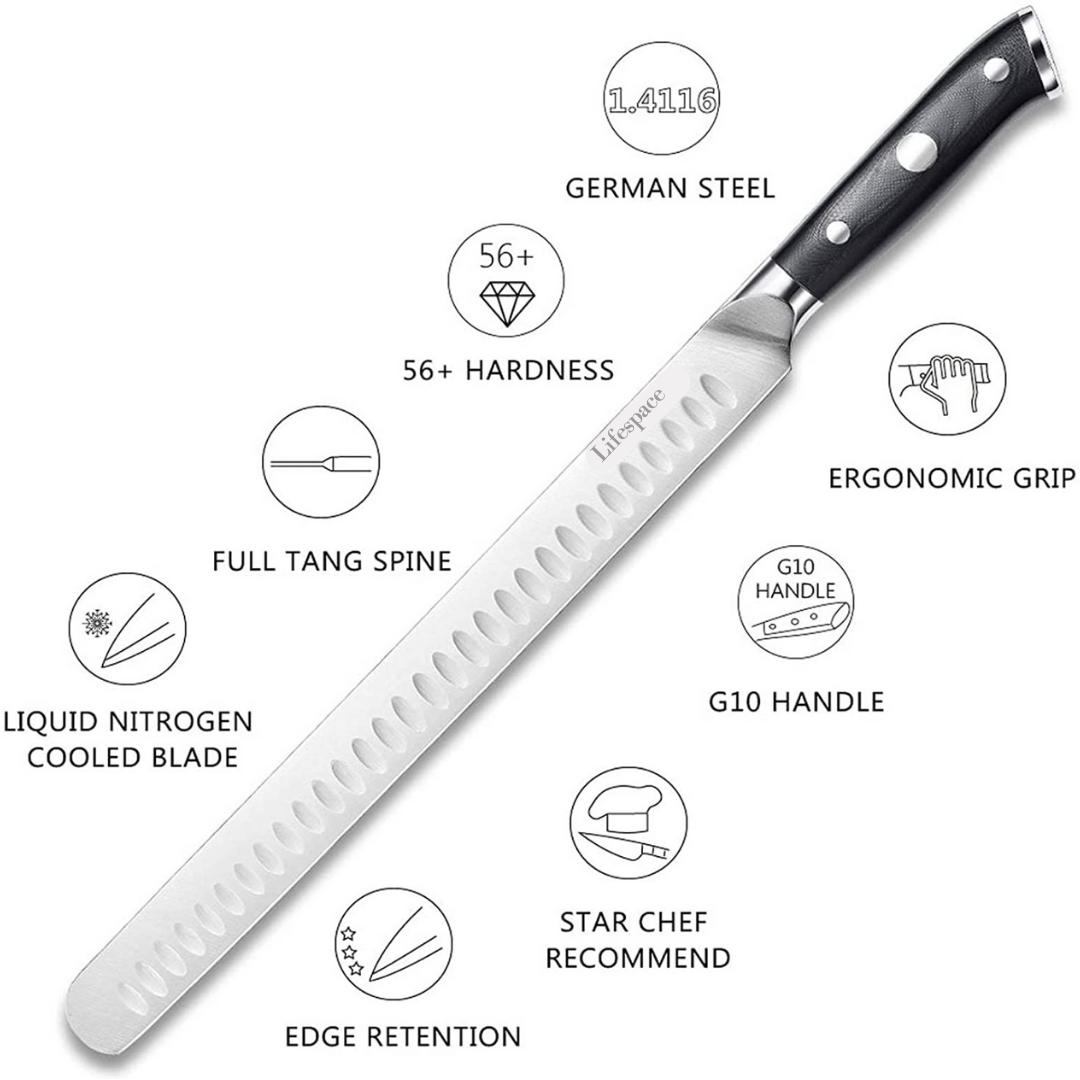 Lifespace BBQ Ham & Brisket Carving Knife - 300mm Stainless Steel Blade - Lifespace
