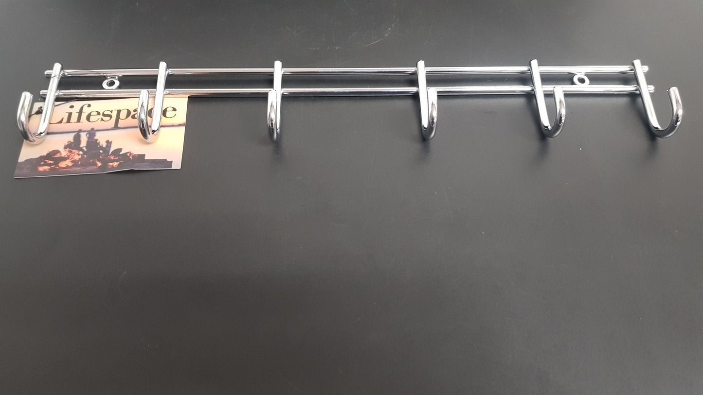 Lifespace Braai Utility Rack - 6 Hooks - Chrome Plated Mild Steel - Lifespace