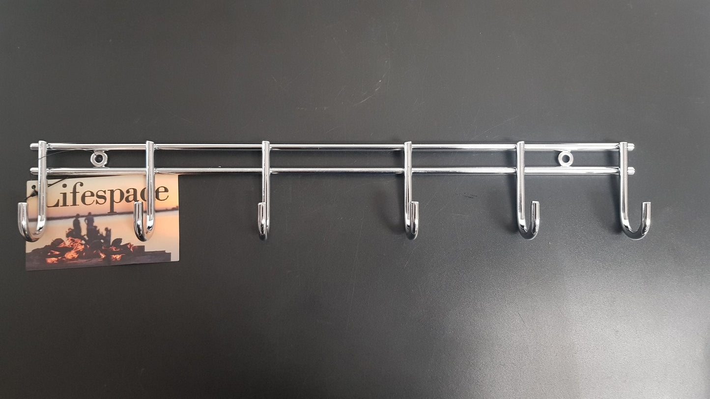 Lifespace Braai Utility Rack - 6 Hooks - Chrome Plated Mild Steel - Lifespace