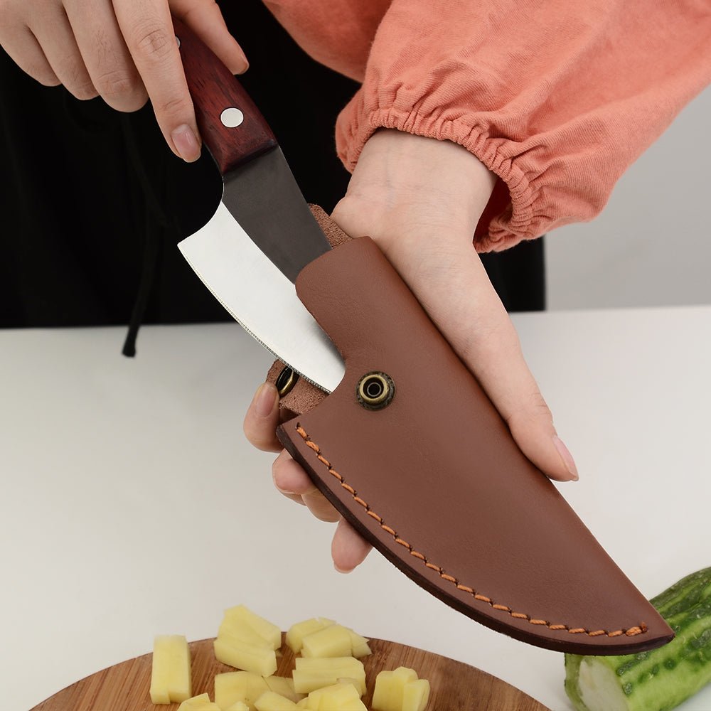 Lifespace Viking Style Chef Knife with Wood Handle & Sheath - Lifespace