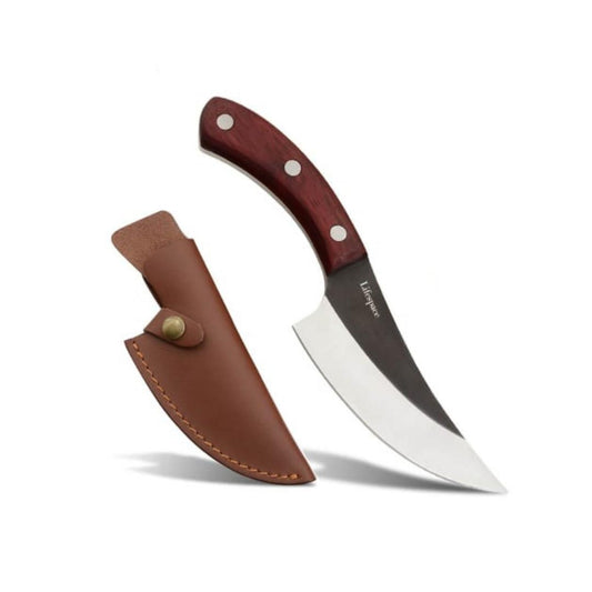 Lifespace Viking Style Chef Knife with Wood Handle & Sheath - Lifespace