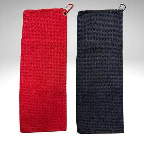 Lifespace Black or Red Waffle 380gsm Microfibre BBQ / Kitchen Towel with Matching Color Carabiner