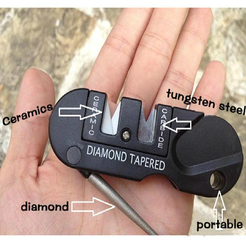 Lifespace Handheld Mini Ceramic Carbide 3-in-1 Knife Sharpener with Carabiner