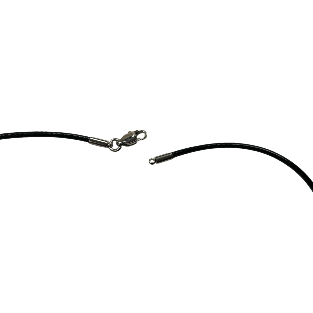 The Cross Road Artificial Leather Black Cord with Stainless Steel Ends for Pendant Attachment