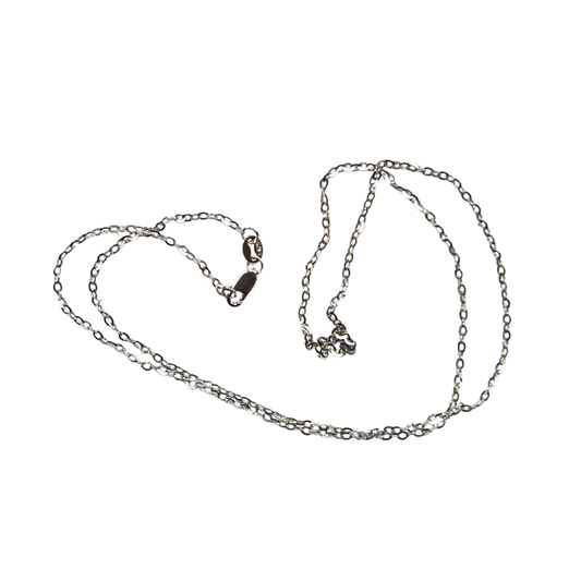 The Cross Road 925 Sterling Silver Rhodium Plated Dainty O-Shape Chain 20" Length for Pendant Attachment