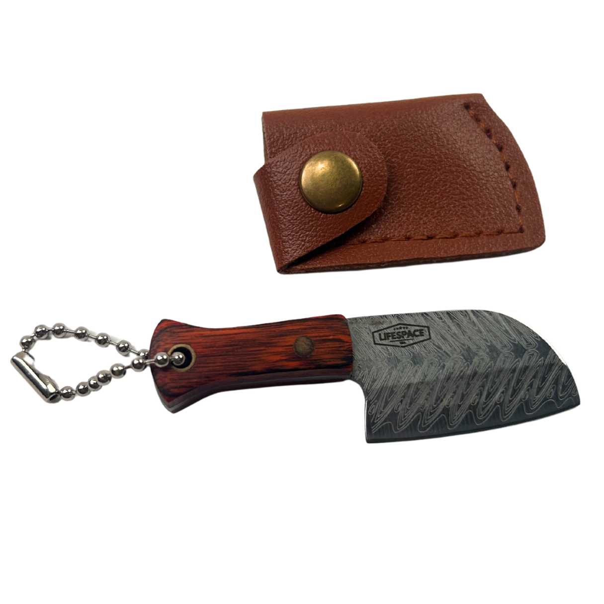 Lifespace Damascus Mini Round Nose Cleaver with Sheath