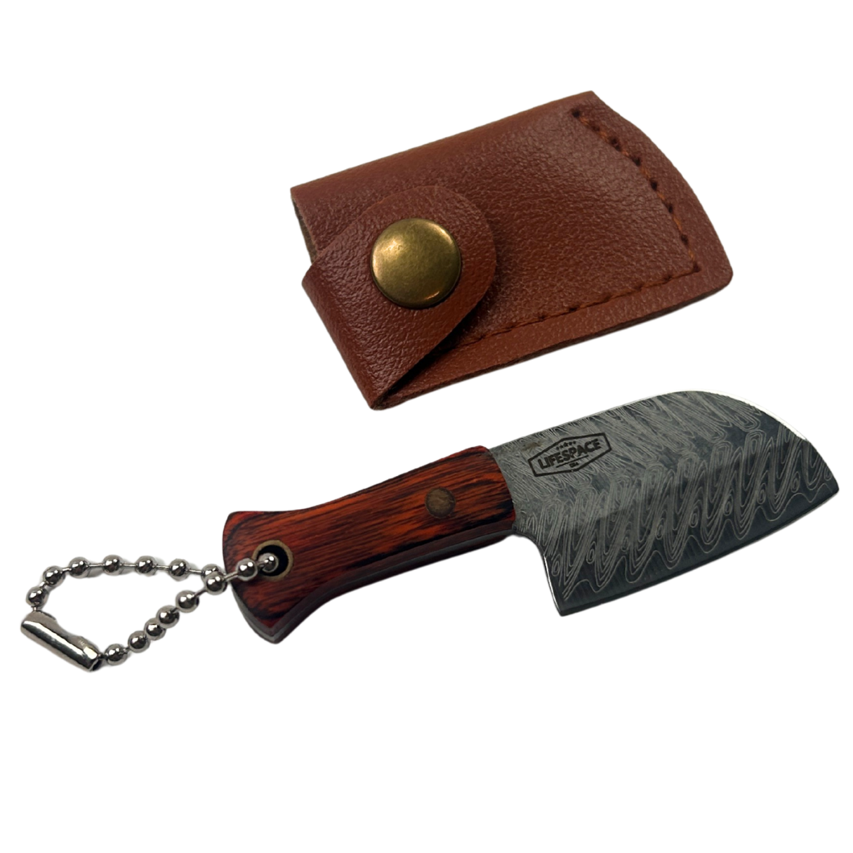 Lifespace Damascus Mini Round Nose Cleaver with Sheath