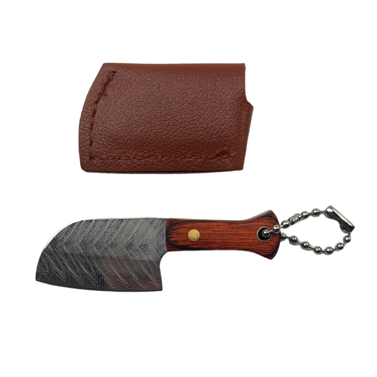 Lifespace Damascus Mini Round Nose Cleaver with Sheath