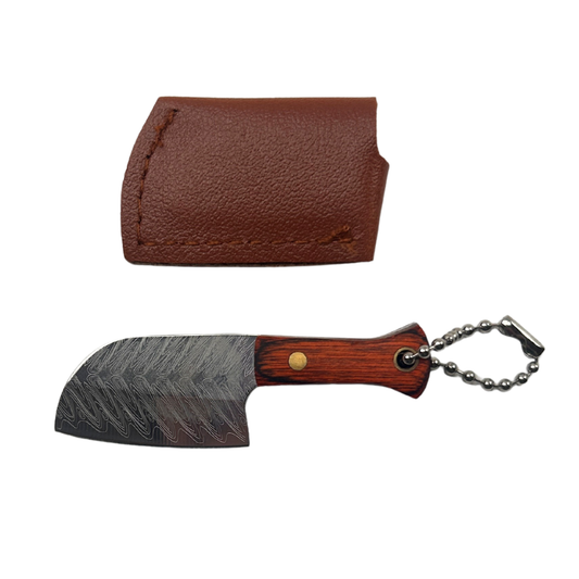 Lifespace Damascus Mini Round Nose Cleaver with Sheath