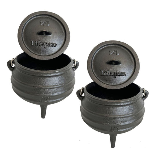 Lifespace Cast Iron No 1/4 African Potjie Pot (2 pack)