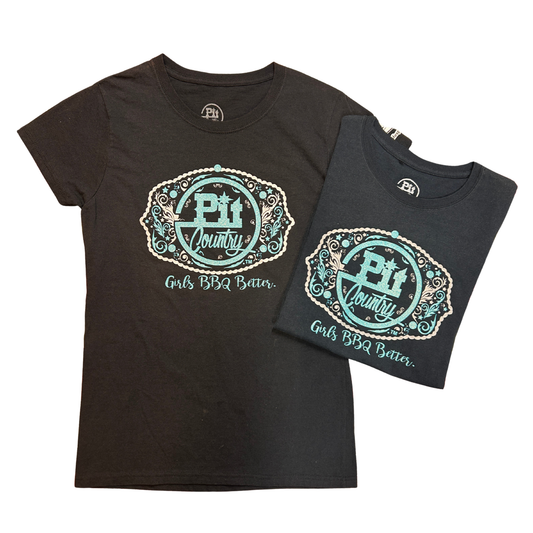 Pit Country Premium Graphic Crewneck Ladies T-Shirt - “Girls BBQ Better”