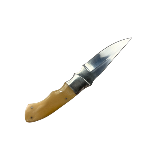 Lifespace Stainless Steel Knife with Camel Bone Handle and Leather Sheath