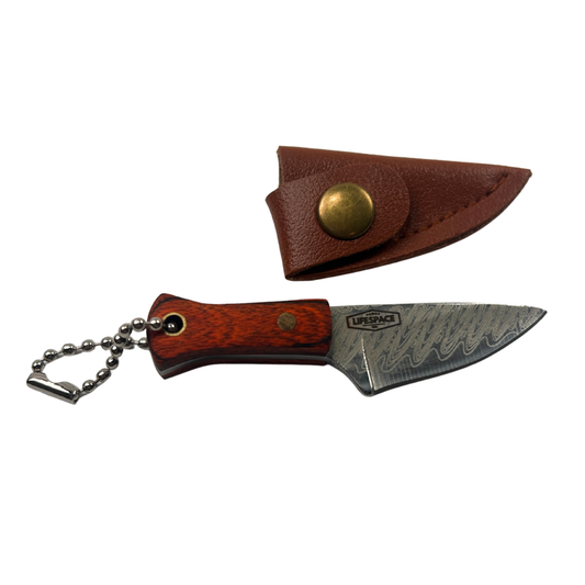 Lifespace Damascus Mini Broad Chef Knife with Sheath