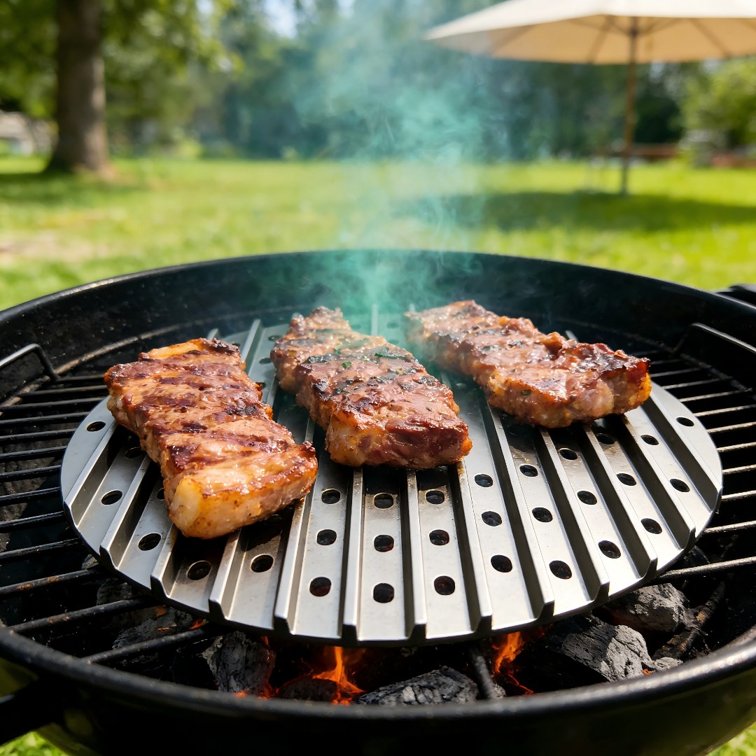 Lifespace Competition Grade Perforated Griddle Steak Grate with Raised Grill Rails - 12.8" & Handle