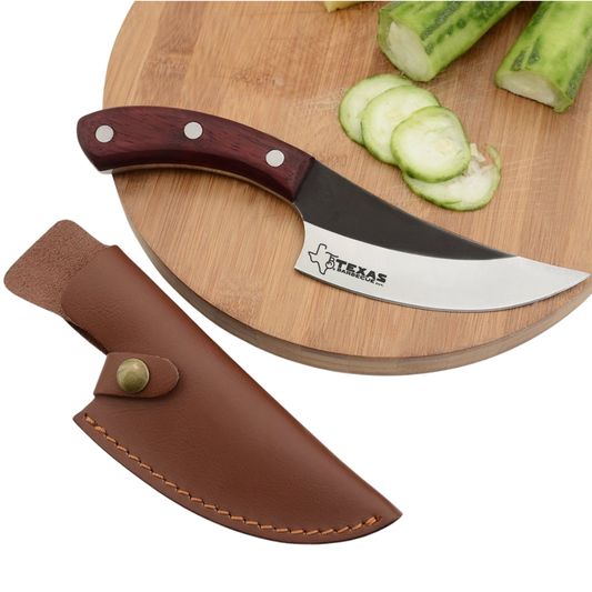 Texas Barbecue Viking Style Chef Knife with Wood Handle & Sheath