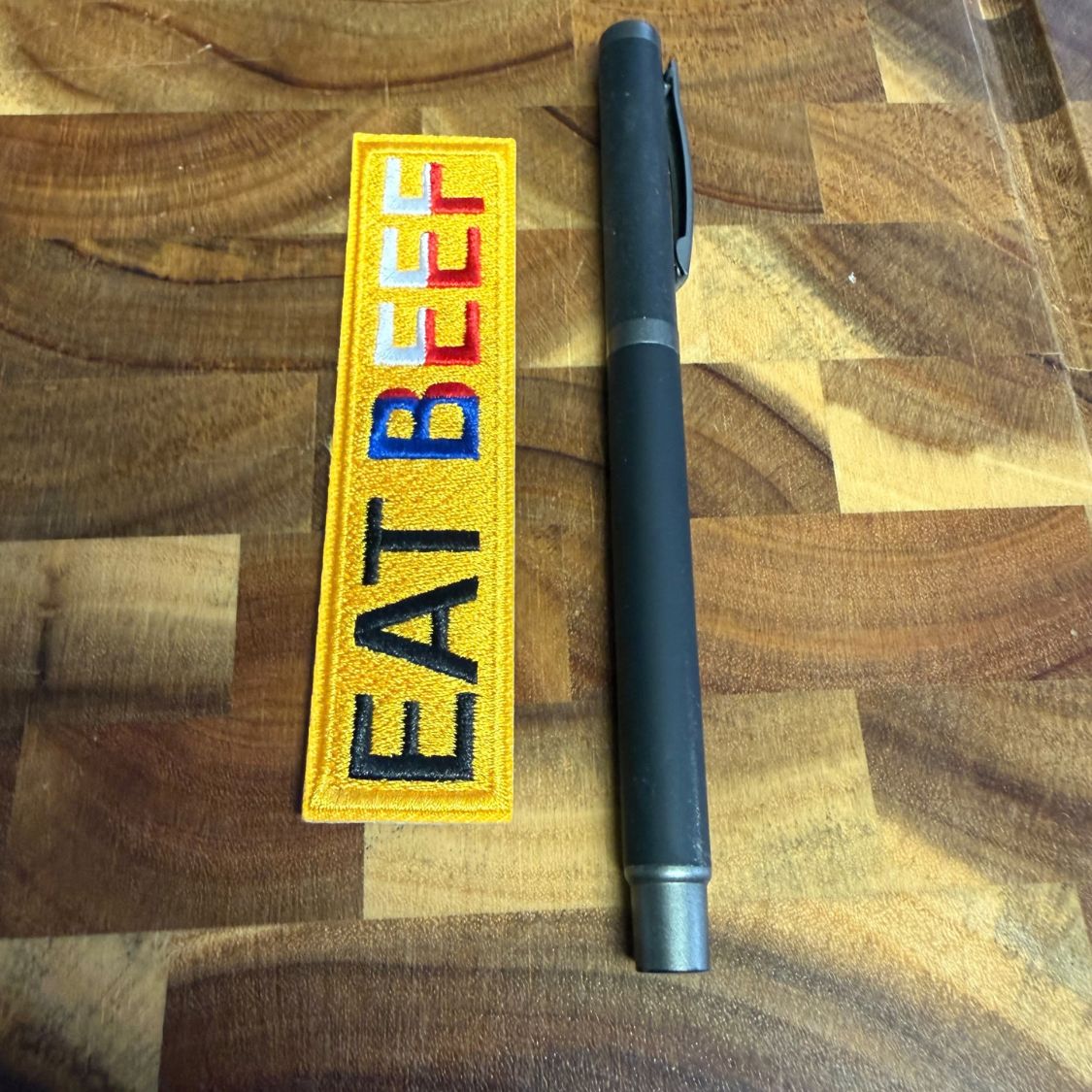 Lifespace 4" "Eat Beef" Embroidered Iron-on Patch