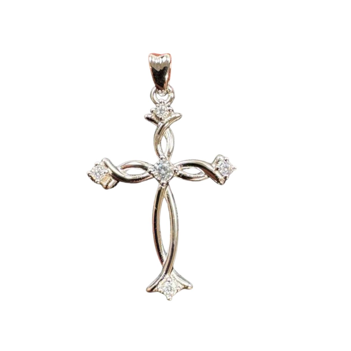 The Cross Road 925 Sterling Silver Ichthys Infinity Cross Pendant with Rhodium Plating and Cubic Zirconia