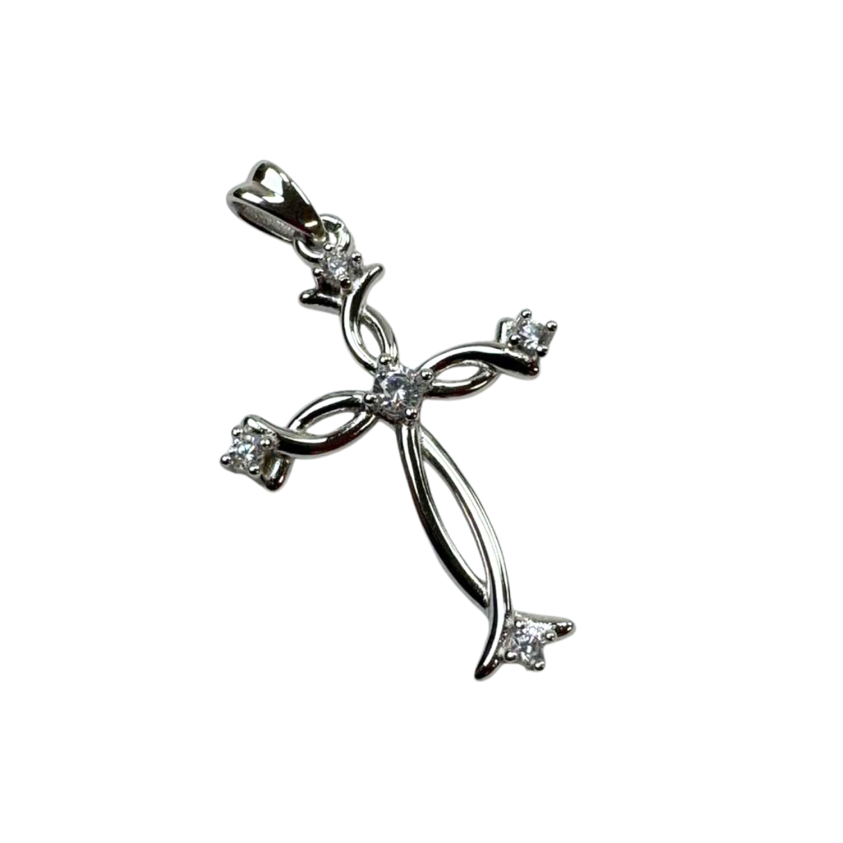 The Cross Road 925 Sterling Silver Ichthys Infinity Cross Pendant with Rhodium Plating and Cubic Zirconia
