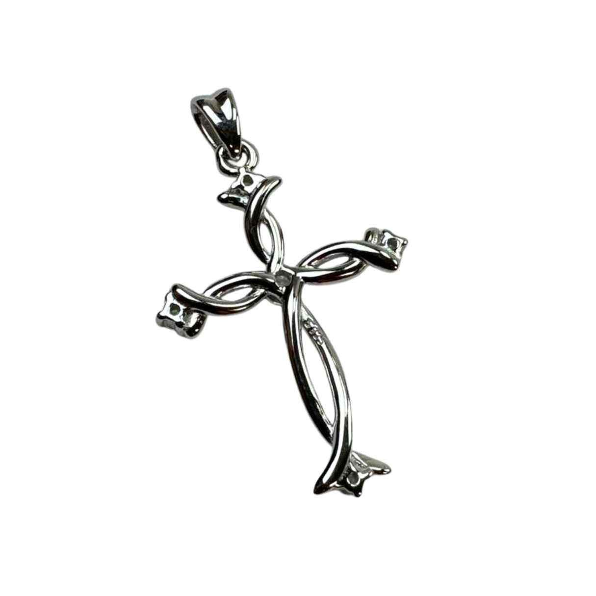 The Cross Road 925 Sterling Silver Ichthys Infinity Cross Pendant with Rhodium Plating and Cubic Zirconia