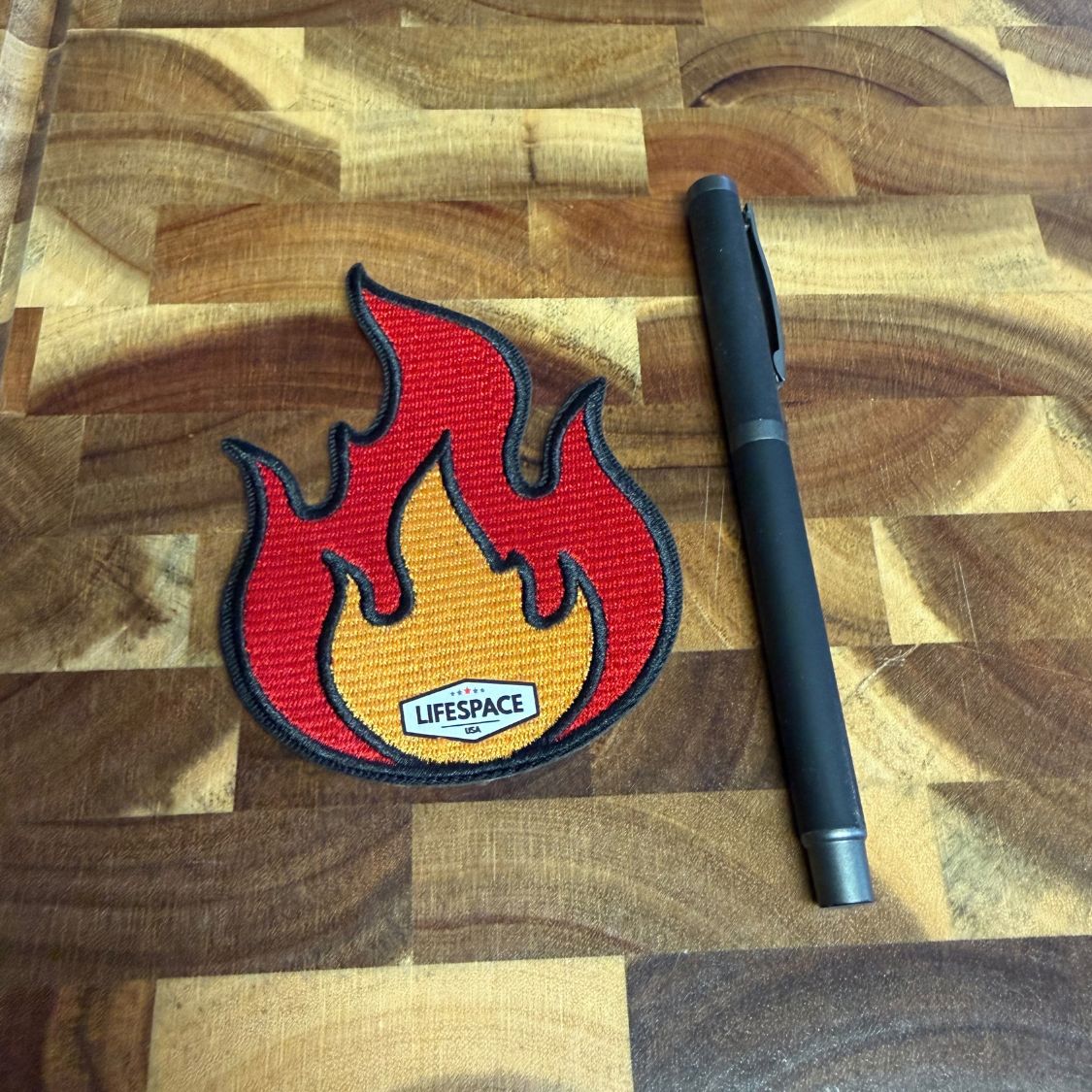 Lifespace 4" "Tall Flame" Embroidered Iron-on Patch