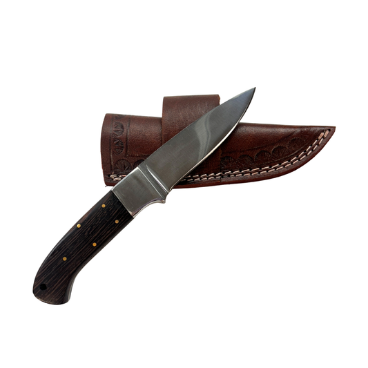 Lifespace Stainless Steel Knife with Hardwood Handle and Leather Sheath