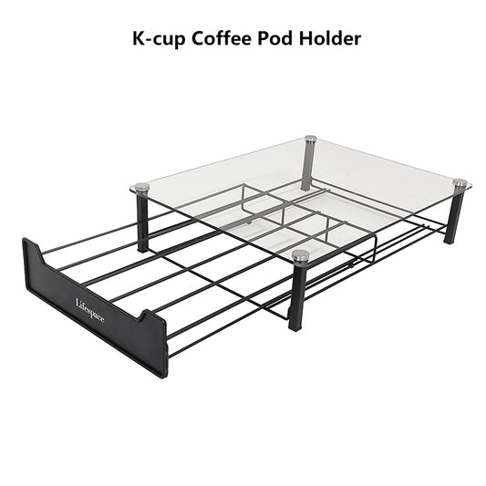 Lifespace Glass Top 40 Pod K-Cup Coffee Pod Holder with Drawer