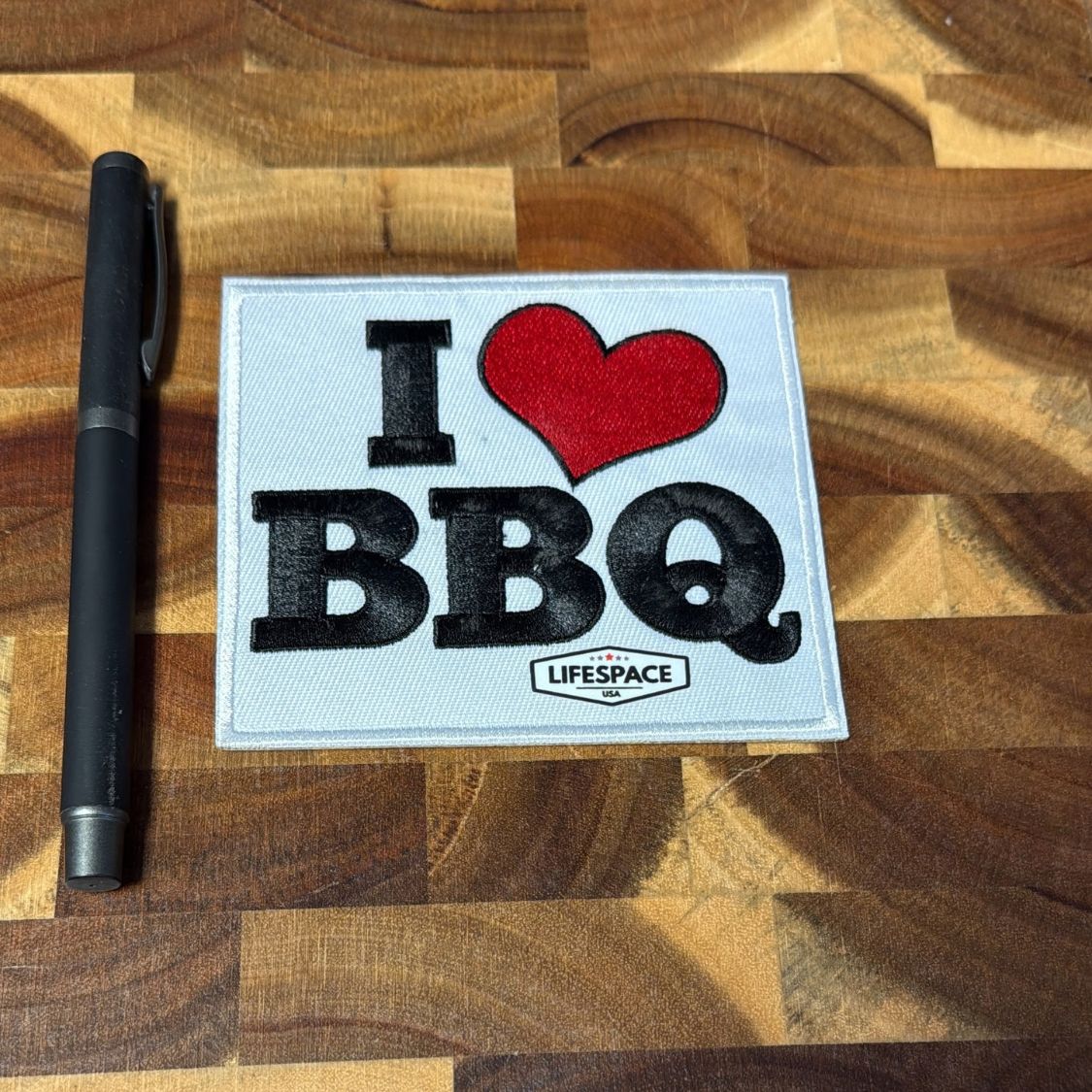 Lifespace 4" "I Love BBQ" Embroidered Iron-on Patch