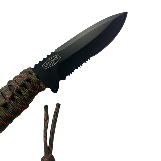 Lifespace Paracord Fixed Blade Survival Knife with Black Nylon Sheath - 9.4"