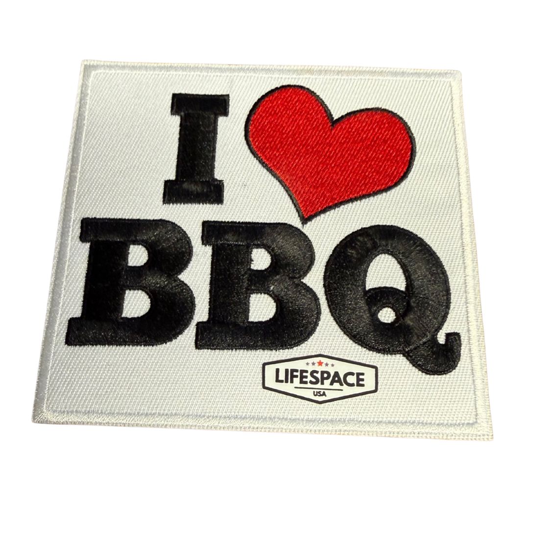 Lifespace 4" "I Love BBQ" Embroidered Iron-on Patch