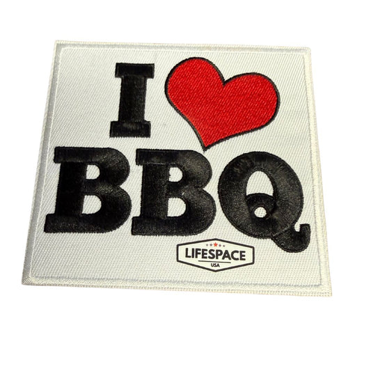 Lifespace 4" "I Love BBQ" Embroidered Iron-on Patch