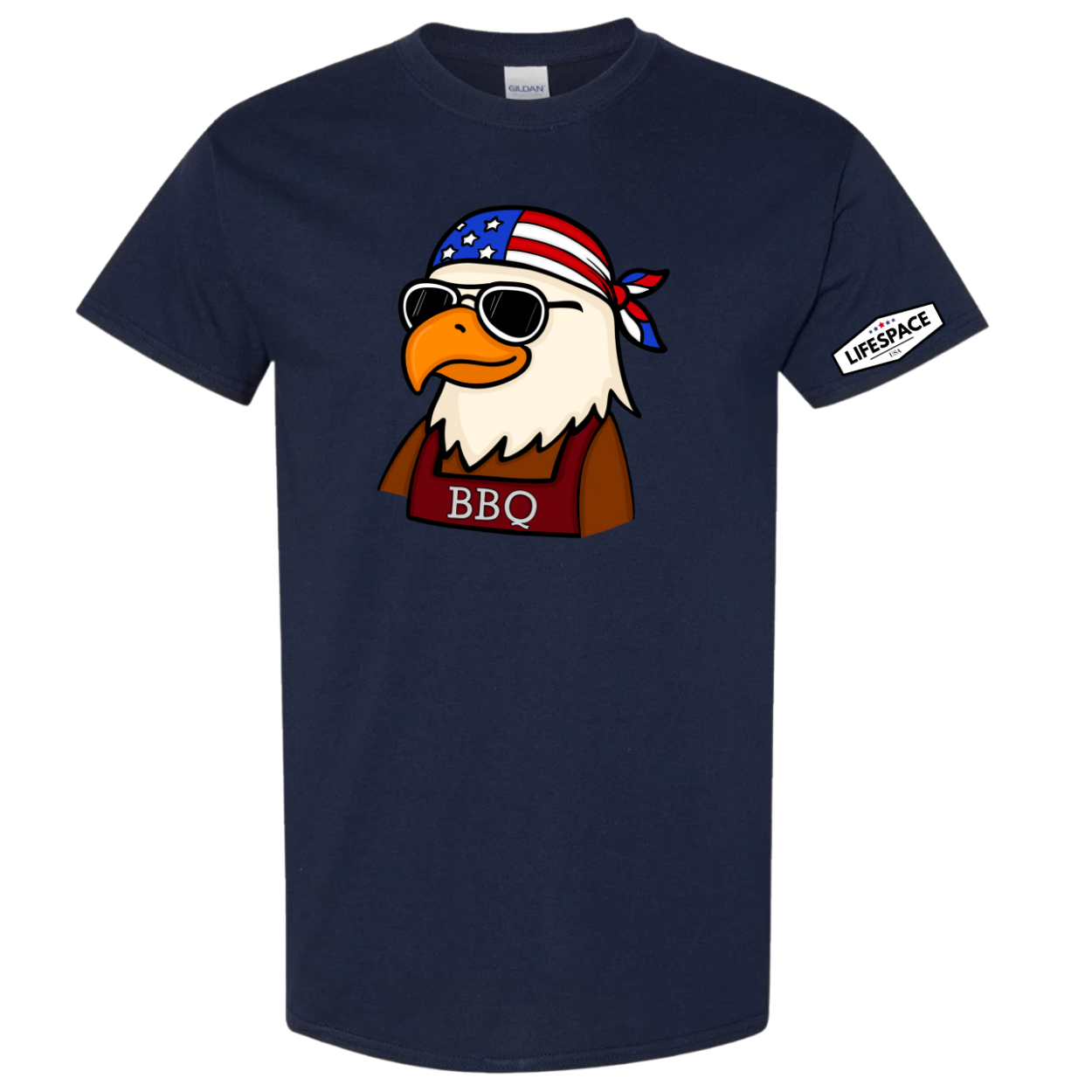Lifespace Premium Cotton-Poly Blend Crewneck T-shirt "Patriotic BBQ Eagle"